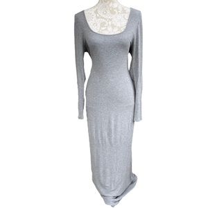 Skims Heather Grey Soft Lounge Long Sleeve Ribbed Maxi Slip Dress Size XL